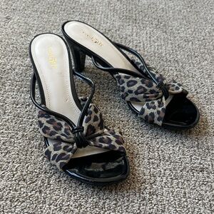 Y2K baddie leopard print strappy patent leather sling back heels!